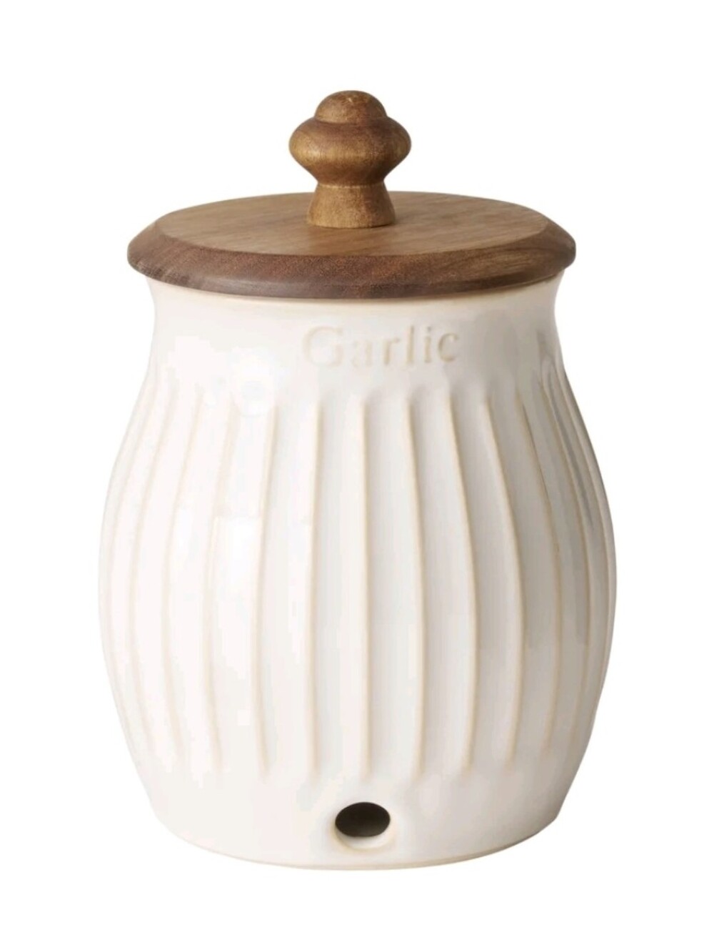 ❤️ New The Pioneer Woman Colette Garlic Keeper Cream Ceramic with Wooden Lid